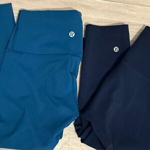 Lululemon Wunder Under Leggings Bundle | Teal & Navy High Rise Luxtreme — Size 2